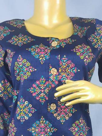 Blue Kurti With Gold Foil Print